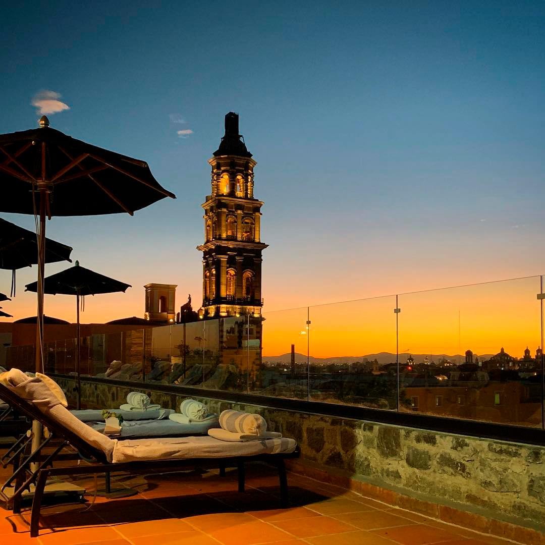 atardecer en el hotel azul talavera de Puebla