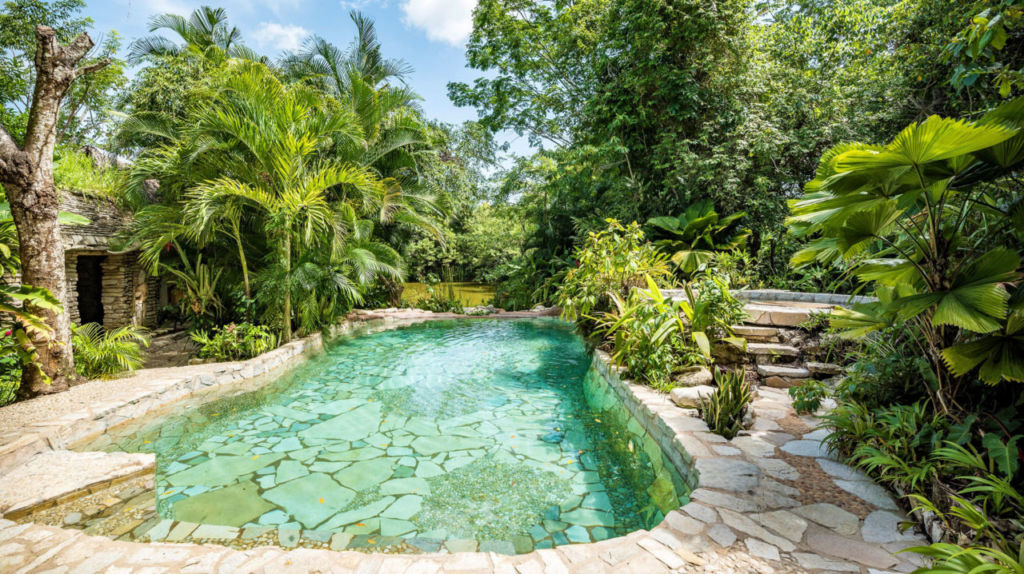 No es una aldea maya, es un hotel boutique con albercas y ruinas entre la selva de Chiapas