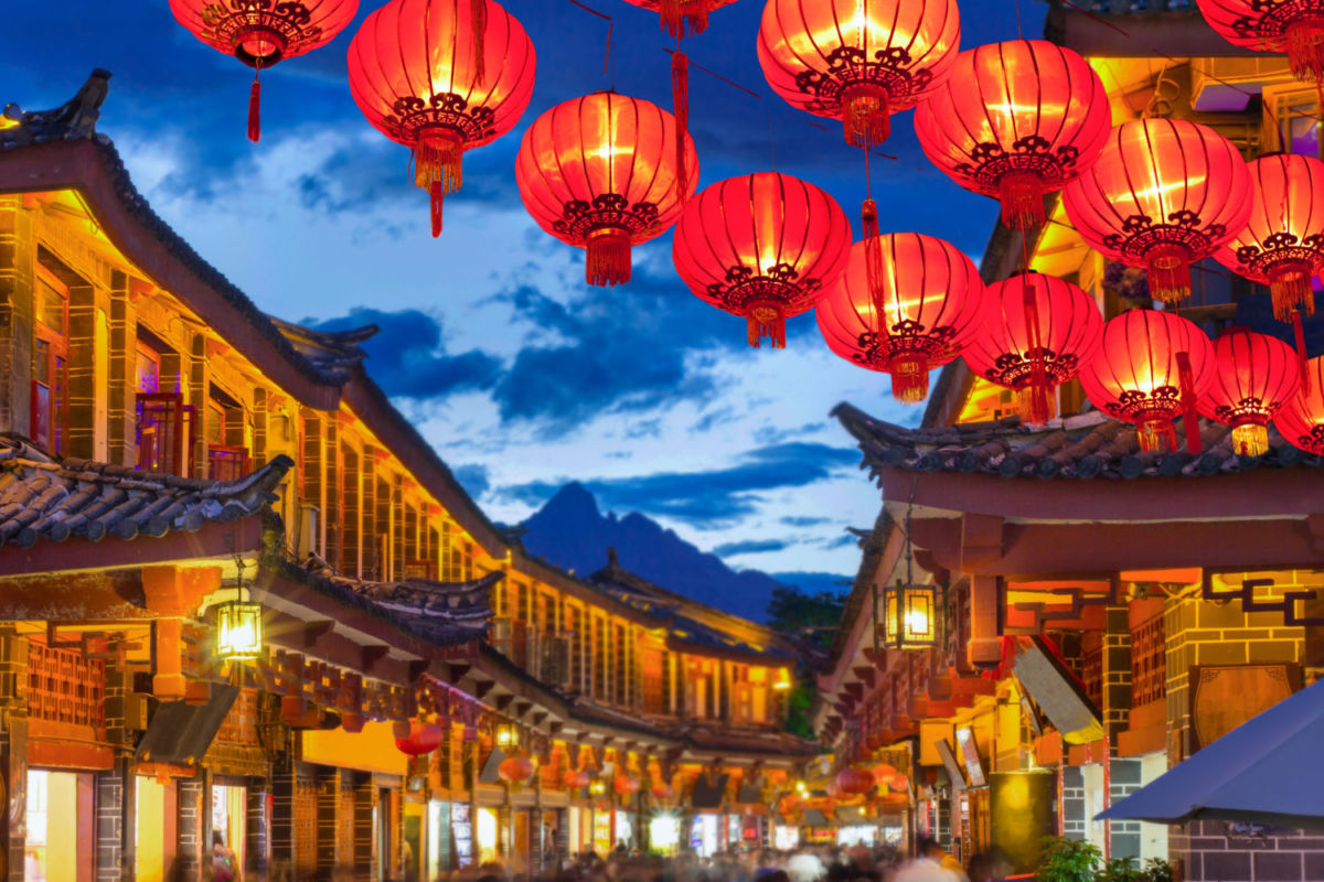 Casco Antiguo de Lijiang al anochecer
