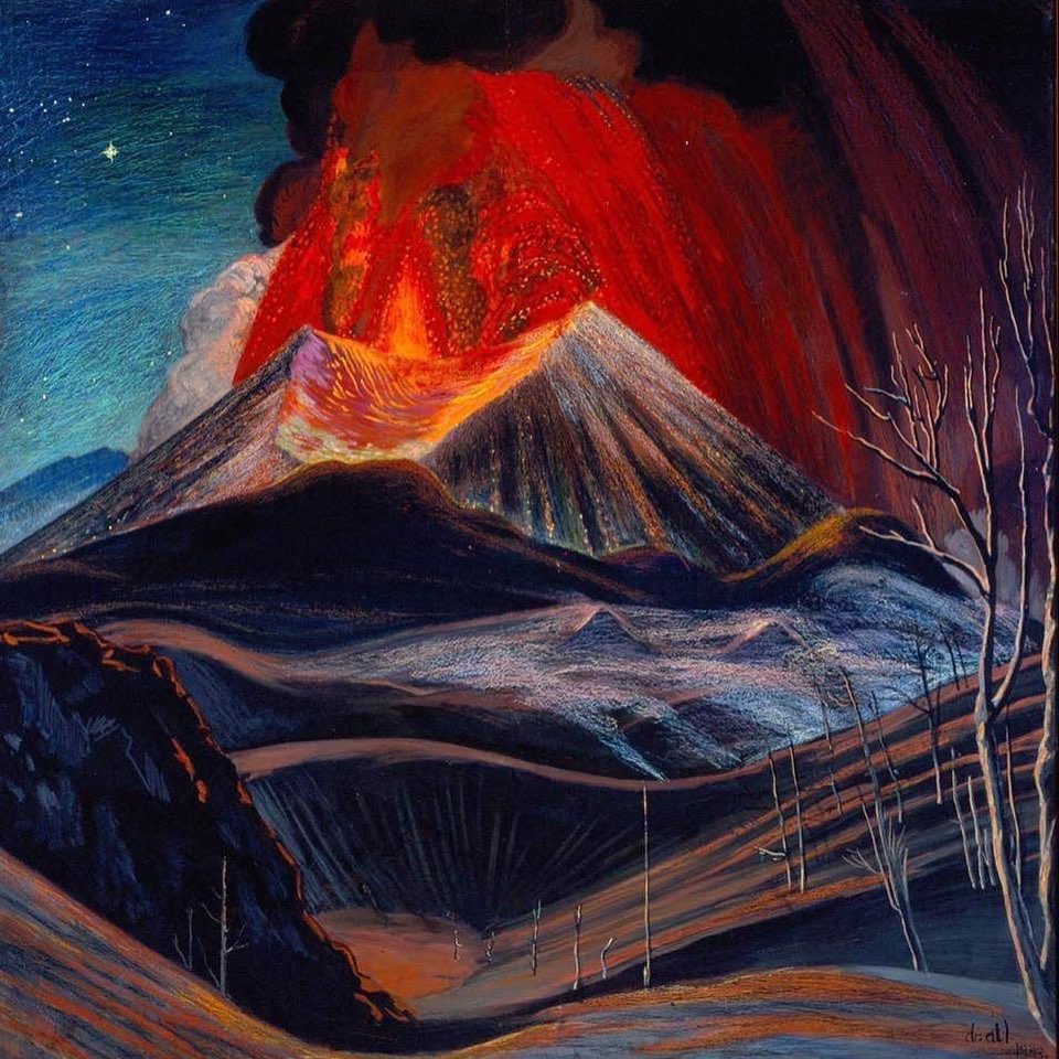 Explosión del Paricutín pintada por el Dr. Atl