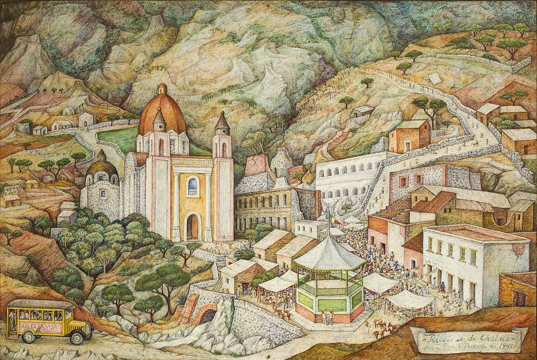 Juan O’Gorman, Recuerdo de Chalma, 1942. Témpera y tinta sobre masonite