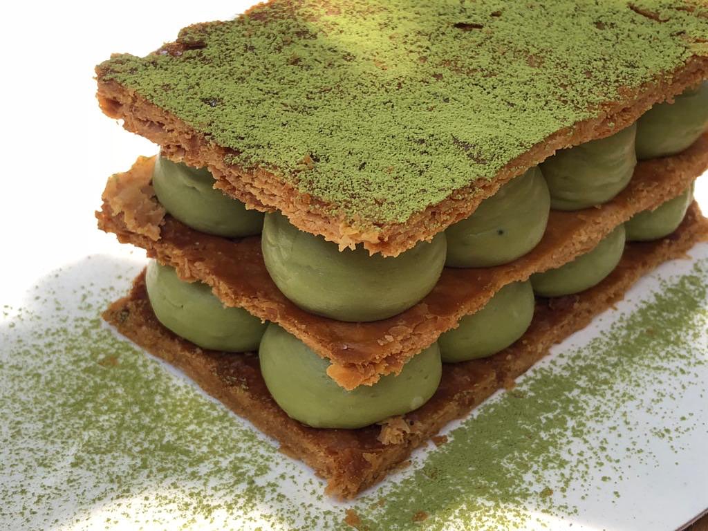 Milhojas de matcha