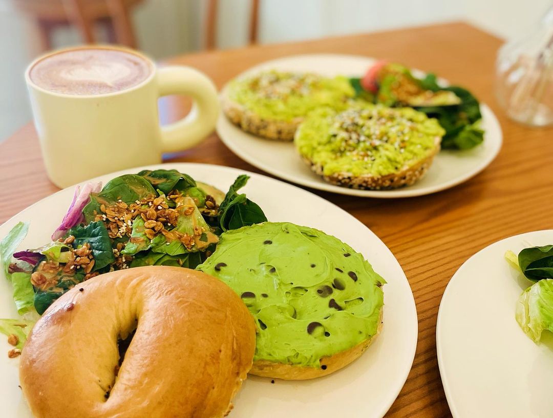 Bagel de matcha cheese