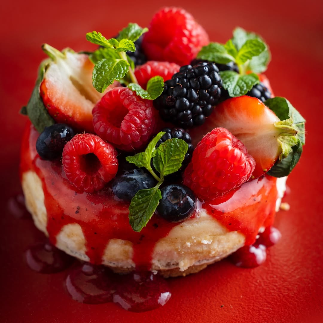 tarta de queso manchego con frutos rojos del restaurante Vega