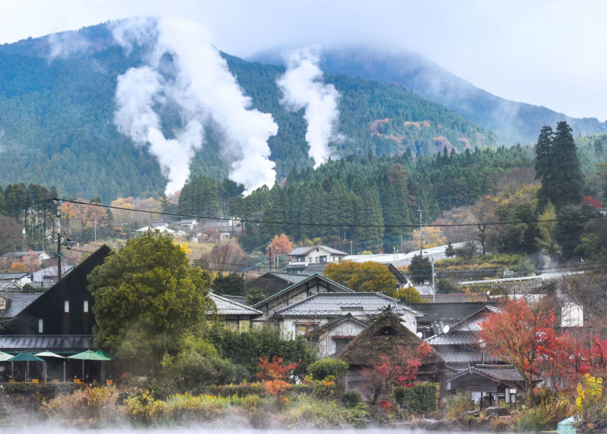 El monte Yufu puede ser visto desde cualquier parte en Yufuin