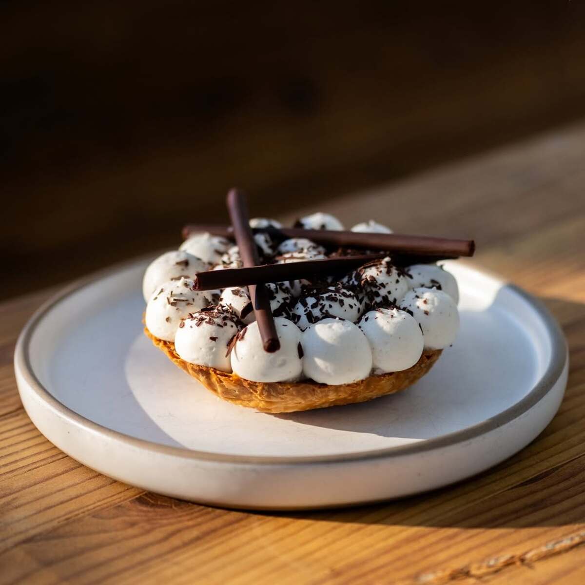 Tarta de plátano de Bruma Bakery en Valle de Guadalupe.