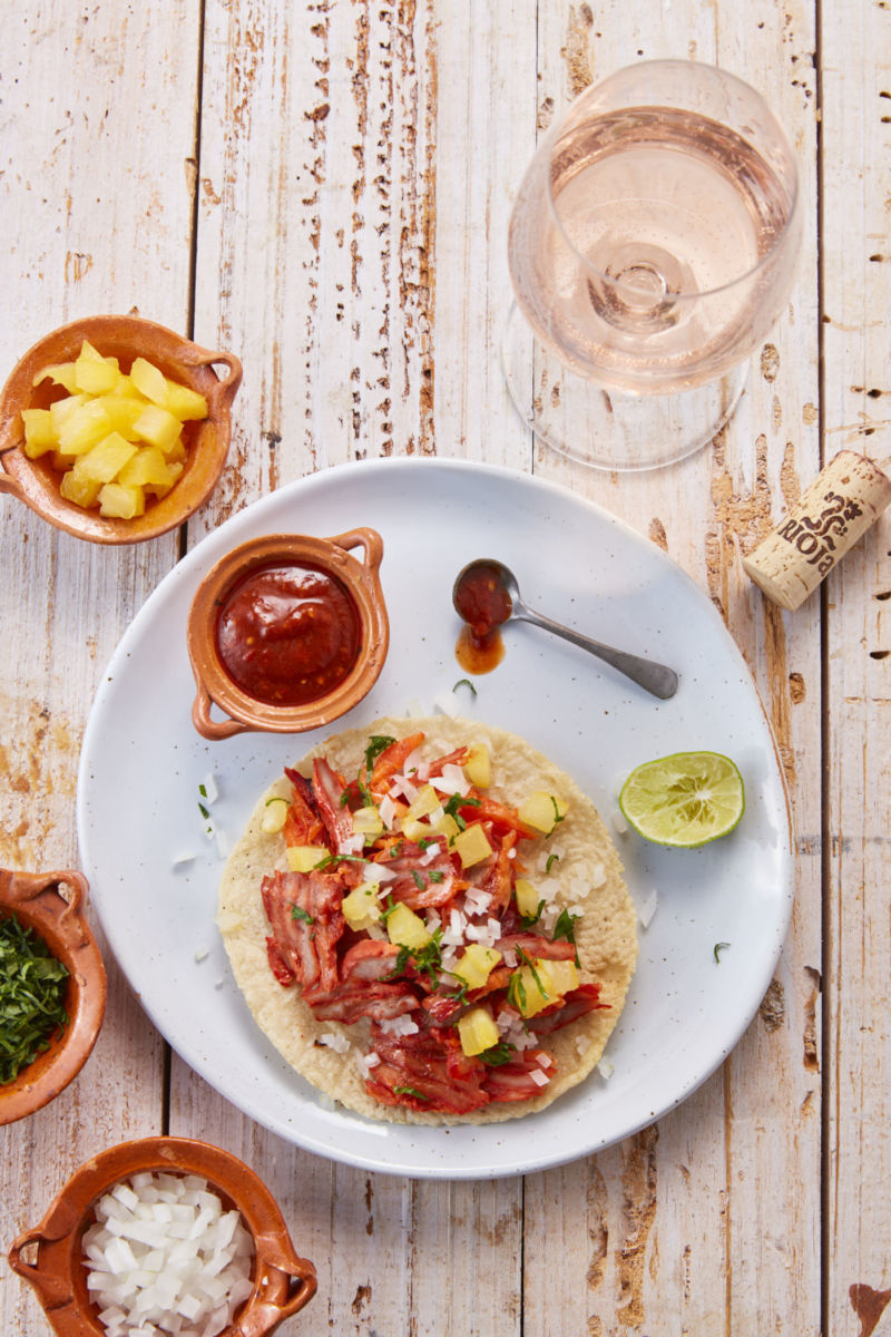 Maridaje de tacos con vino. 
