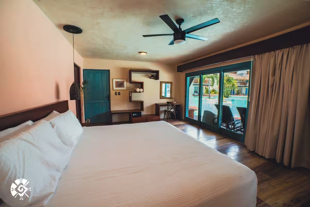 Interiorismo moderno de las habitaciones del Hacienda Susulá en Mérida