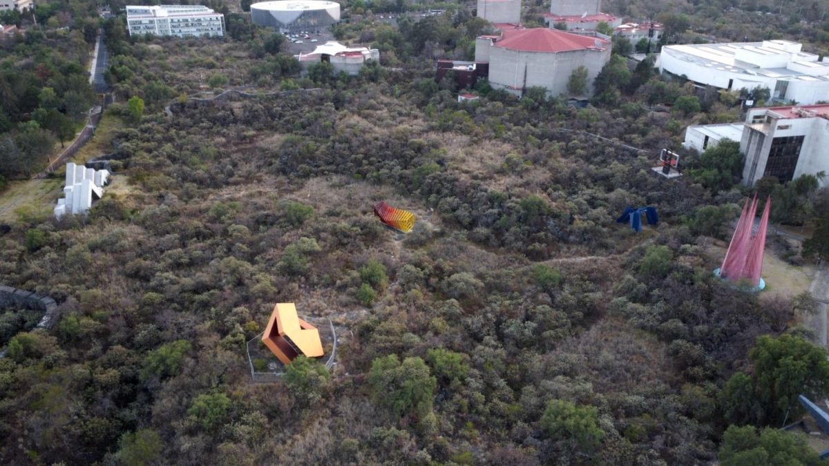 Vista aérea del Espacio Escultórico en Ciudad Universitaria
