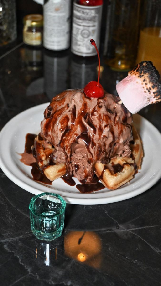 Waffle con helado