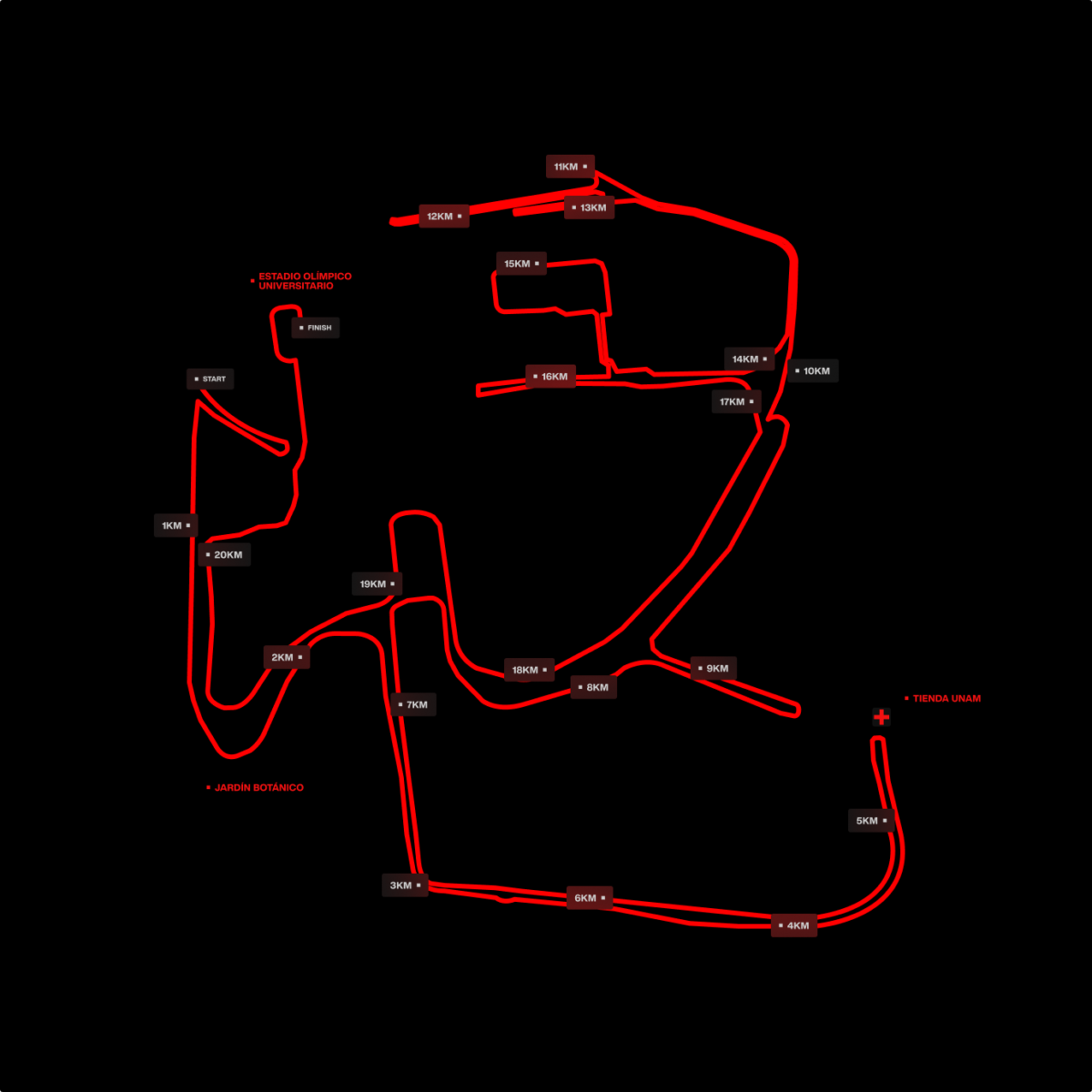 Ruta de carrera NIKE AFTER DARK TOUR. 