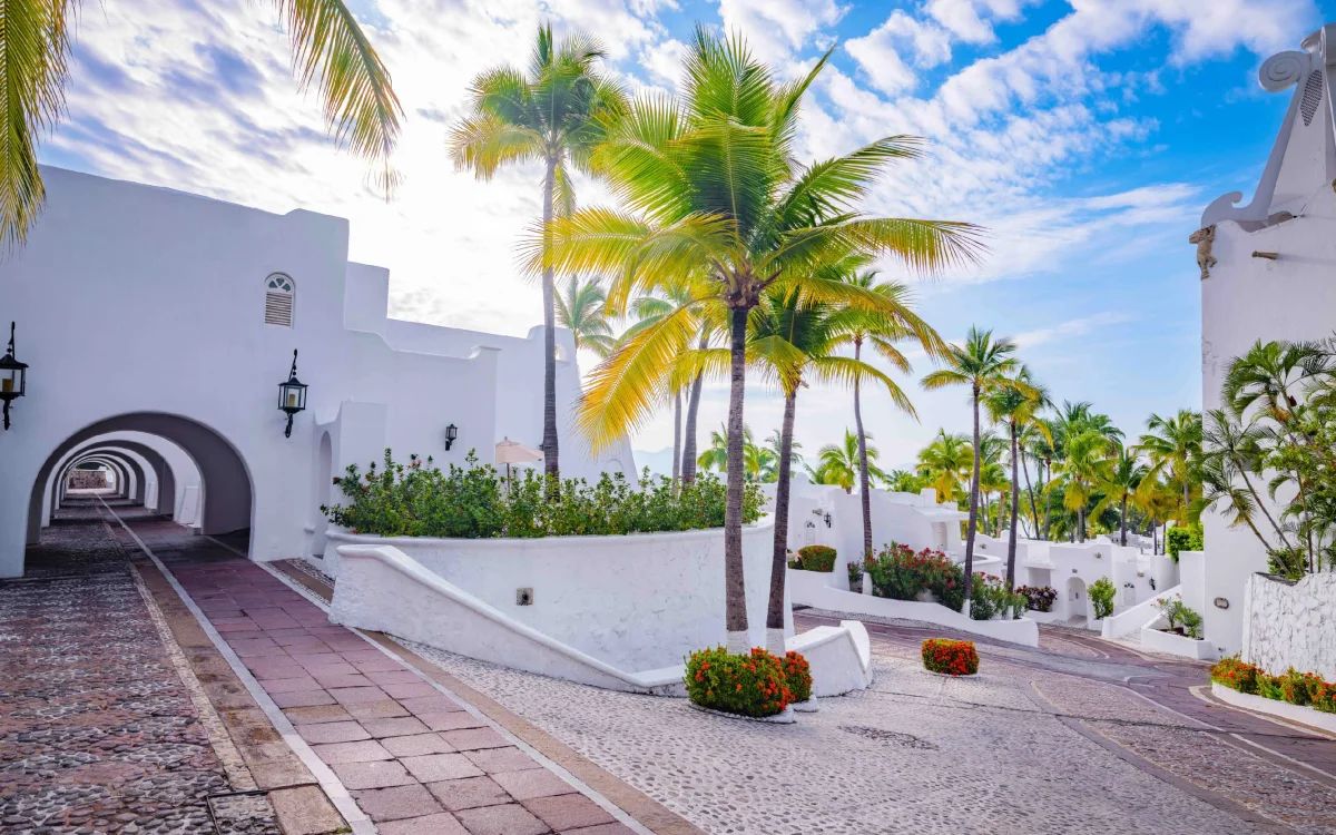 Un hotel que parece griego en México