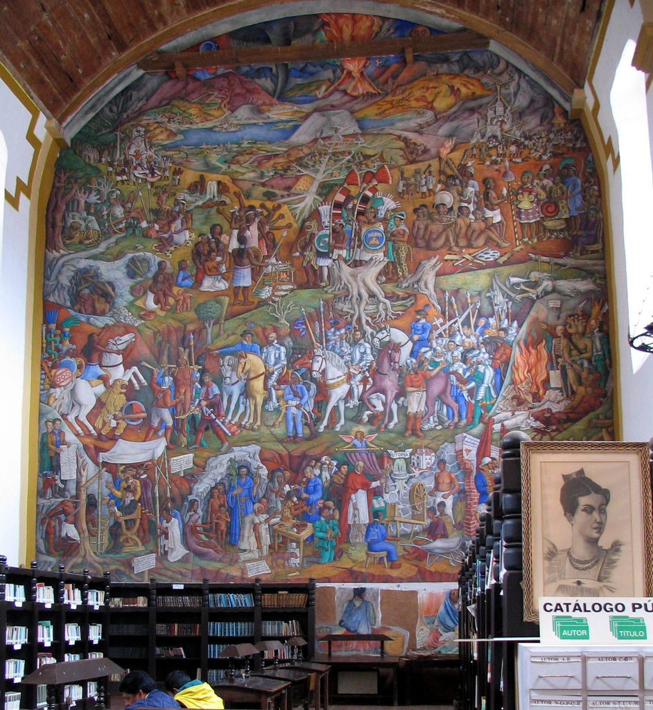 Mural de Juan O'Gorman en la Biblioteca Gertrudis Bocanegra en Pátzcuaro