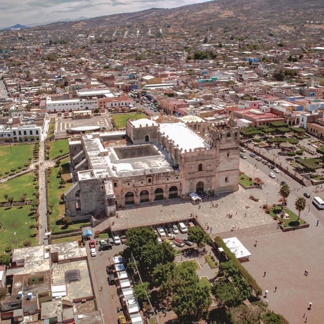 Vista aérea del Convento de San Agustín en Yuriria 