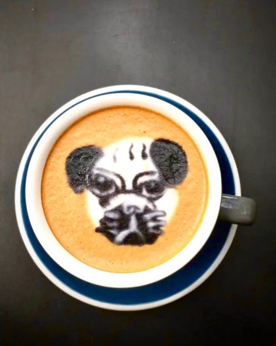 Arte latte en Kinoo Coffee Bar