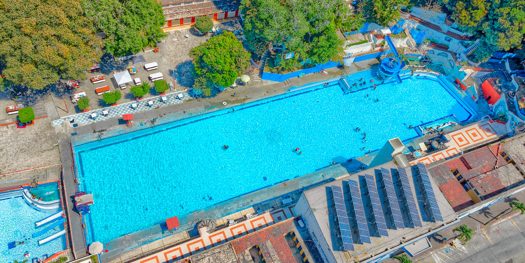 Vista aérea del Balneario Agua Hedionda en Cuautla, Morelos 