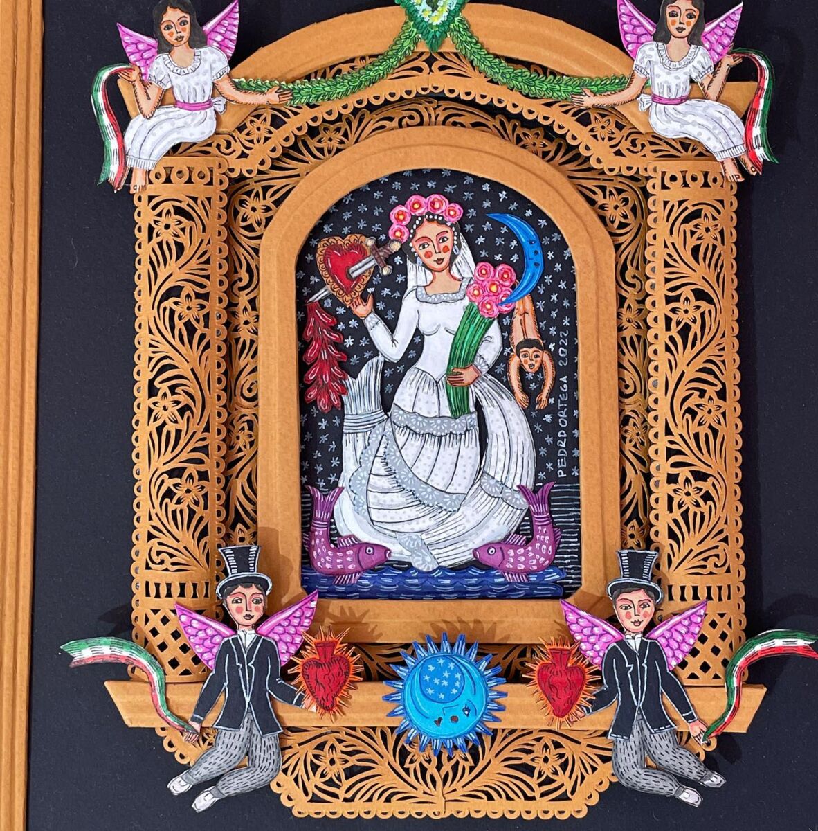 Retablo de papel picado de Pedro Ortega Lozano