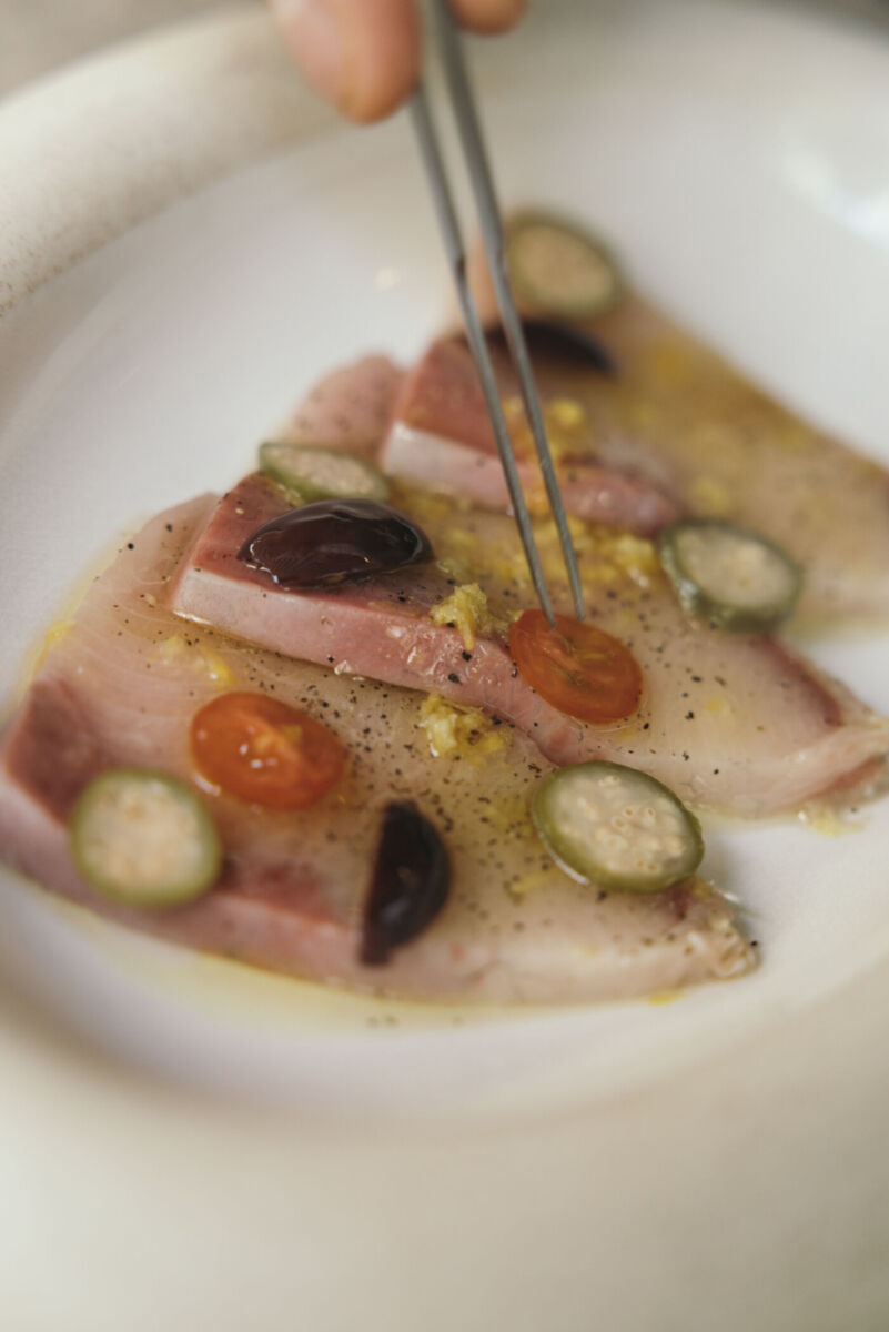 Kampachi con jalapeño y shiso