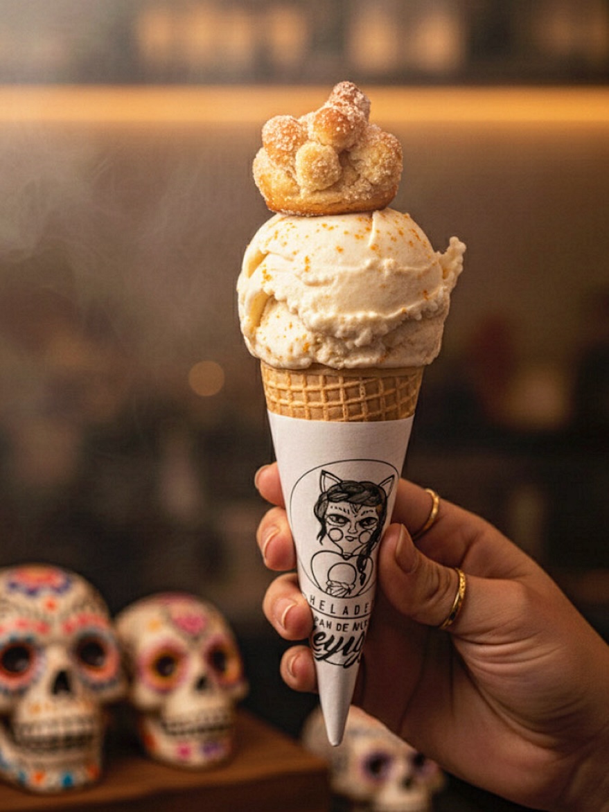 En Meyvi encontrarás helado de pan de muerto y helado de cempasúchil 