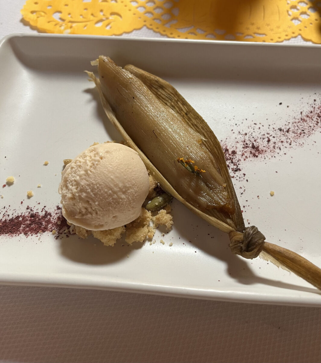 Tamal relleno de dulce de calabaza de Castilla