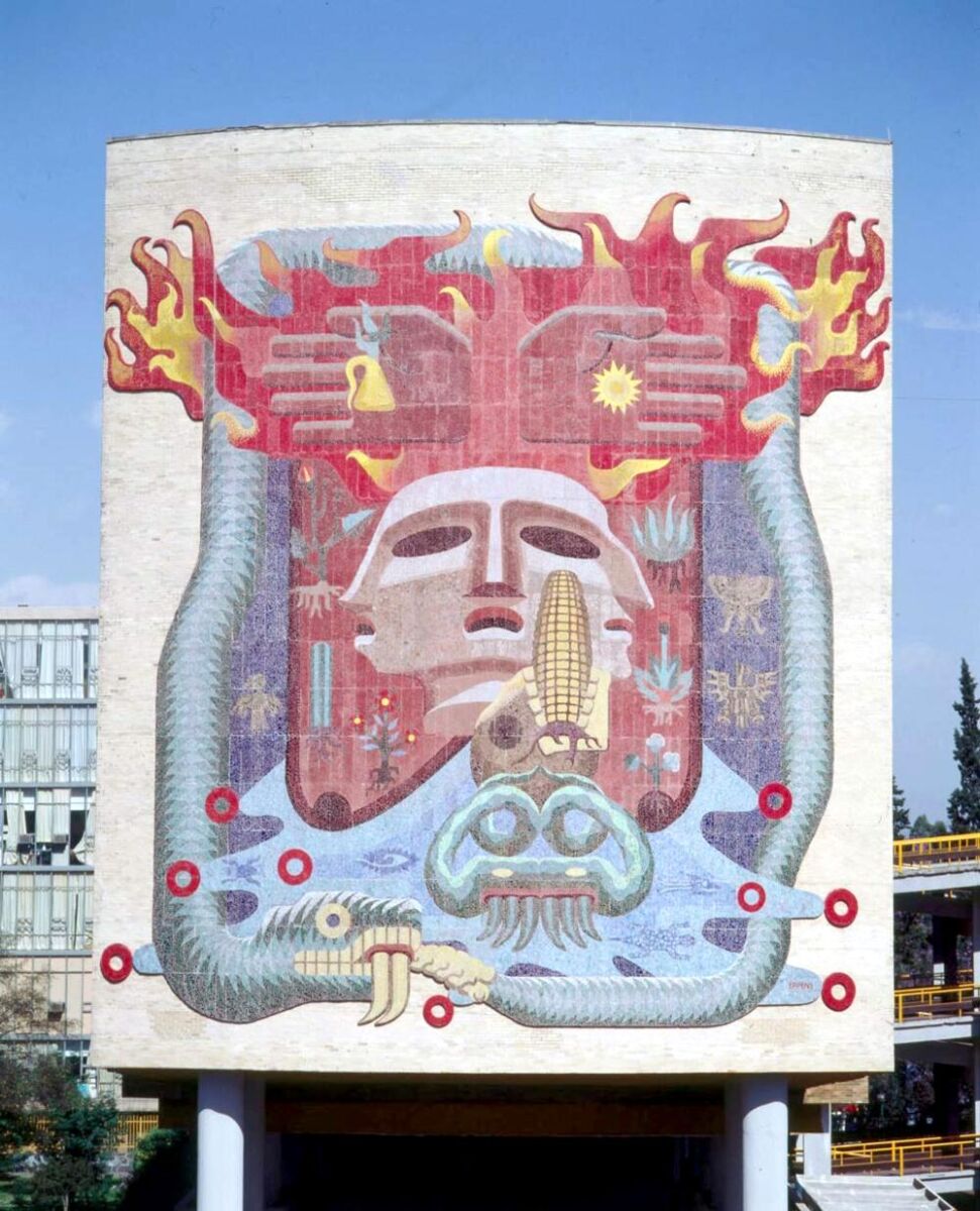 Mural 'La vida, la muerte, el mestizaje y los cuatro elementos' de Francisco Eppens Helguera