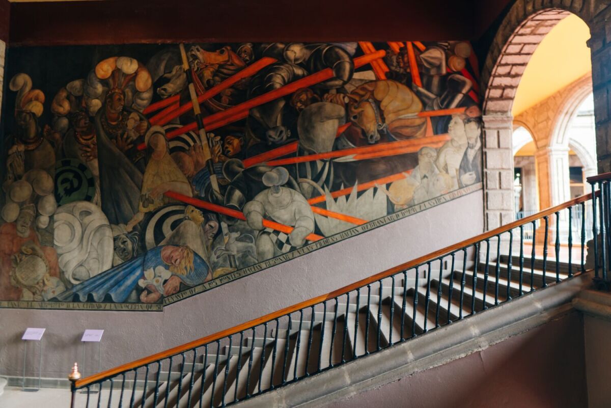 Mural 'La conquista de Tenochtitlan' de Jean Charlot