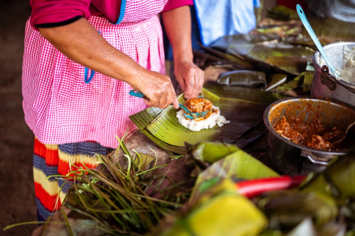 Los tamales envueltos en hoja de plátano son un guiso típico en Tapijulapa