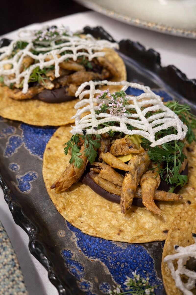 tacos de charales con frijoles santos en TESTAL