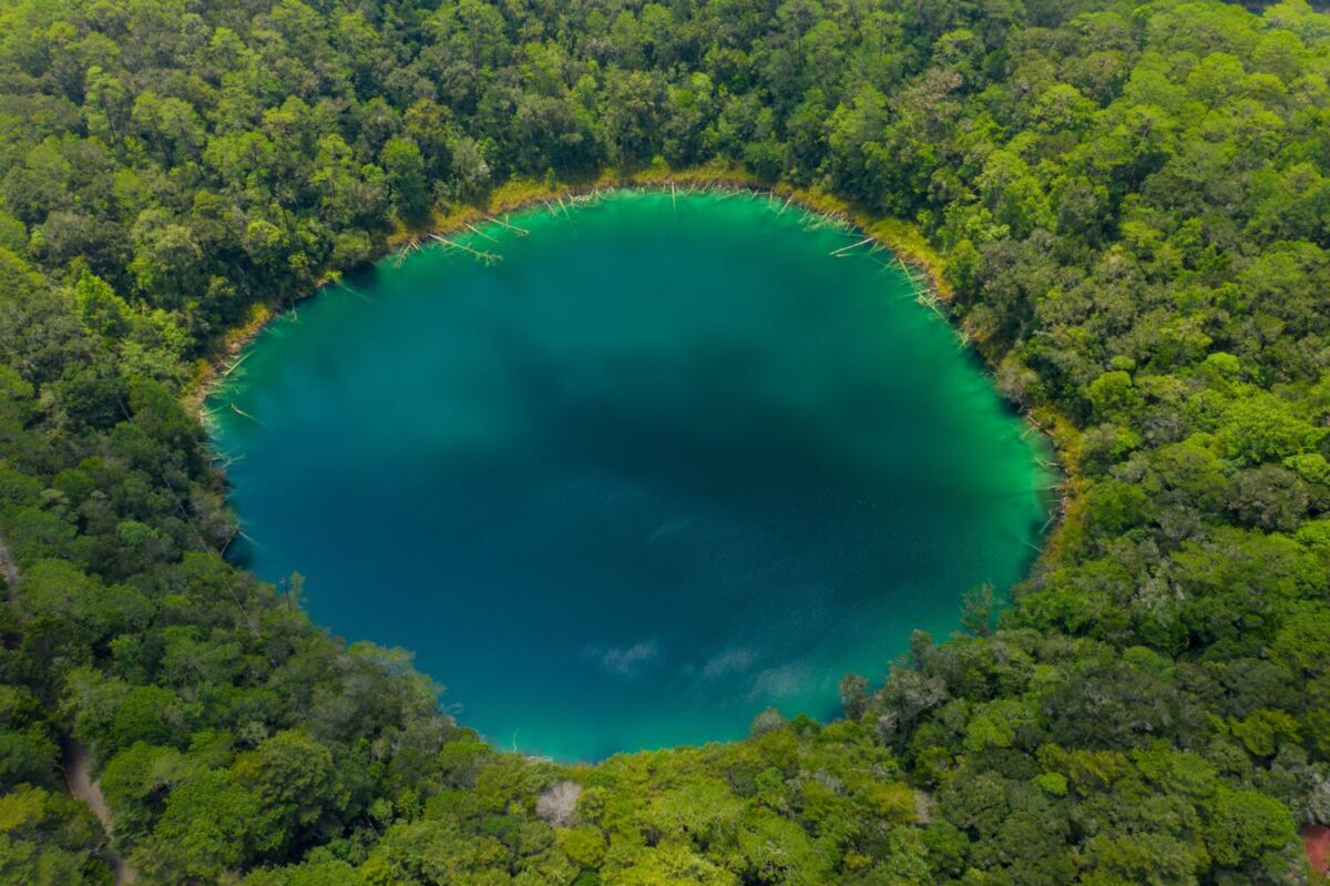 vista aérea de las Lagunas de Montebello, en Chiapas 