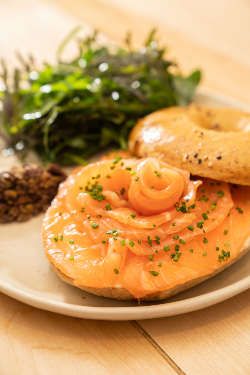 bagel de salmón de marne ganadéria