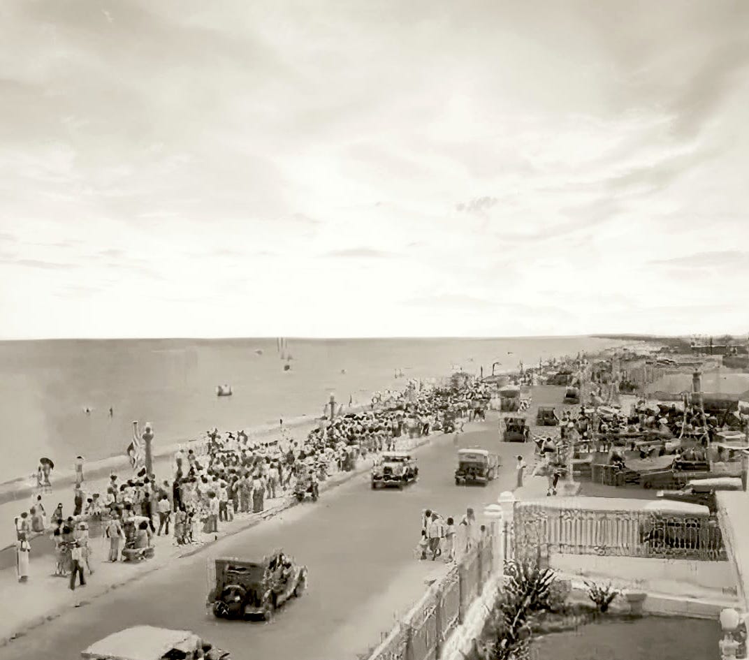Foto antigua de la Playa Progreso en Yucatán 