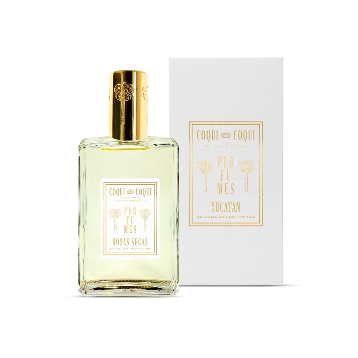 Botella de perfume blanco en fondo blanco