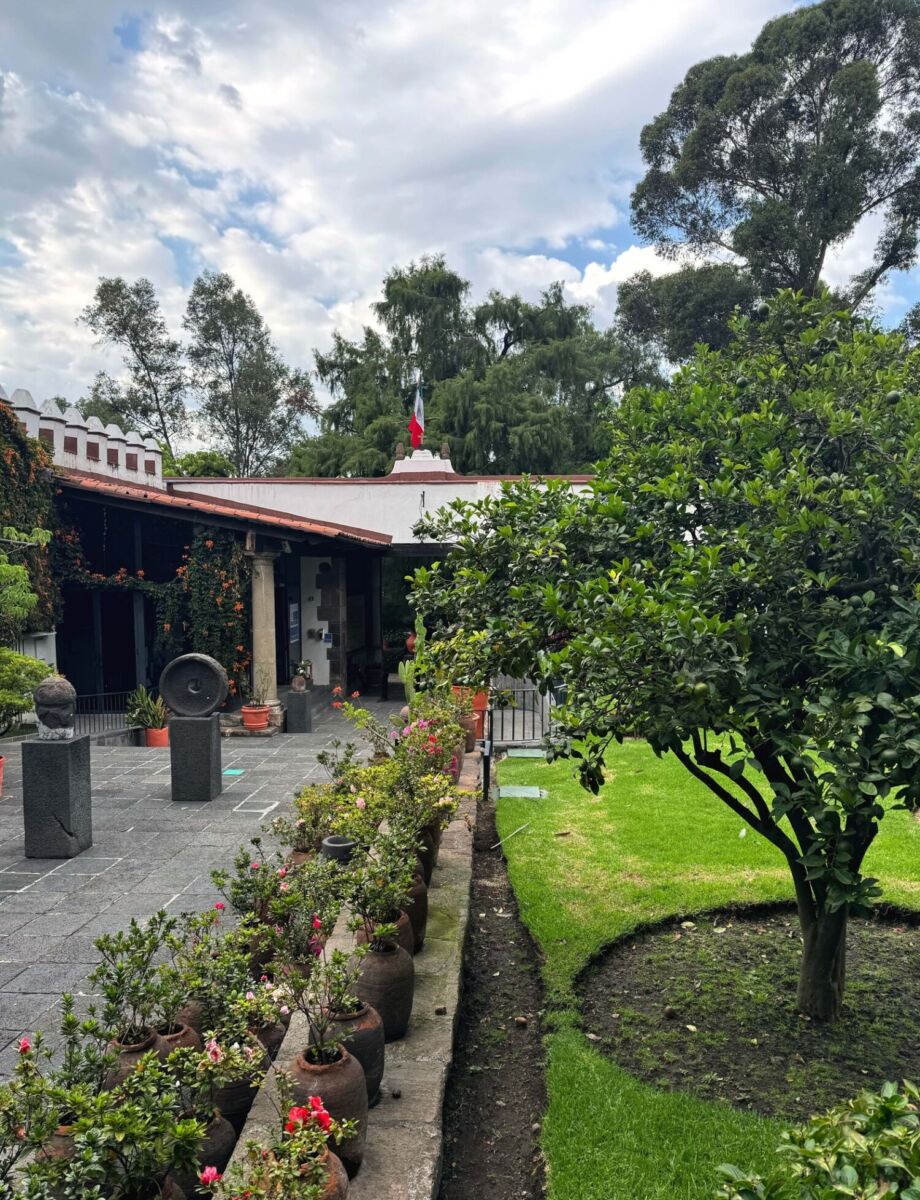 jardín del museo dolores olmedo con la casa principal al fondo