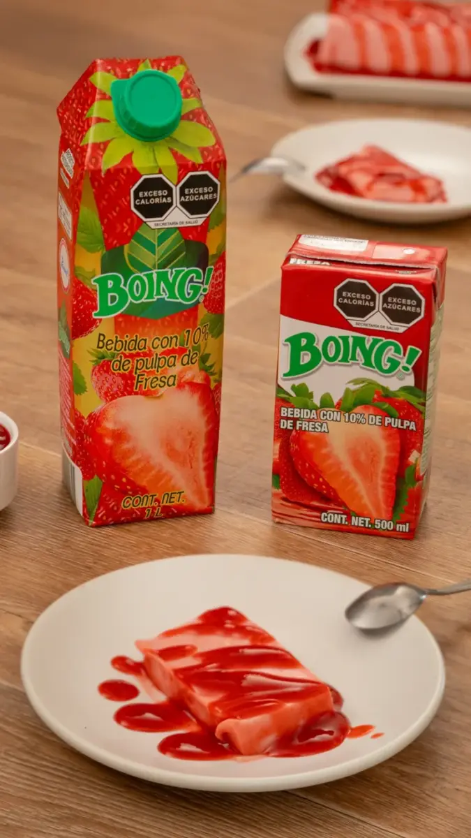 Gelatina de fresa con cubierta de fresa 