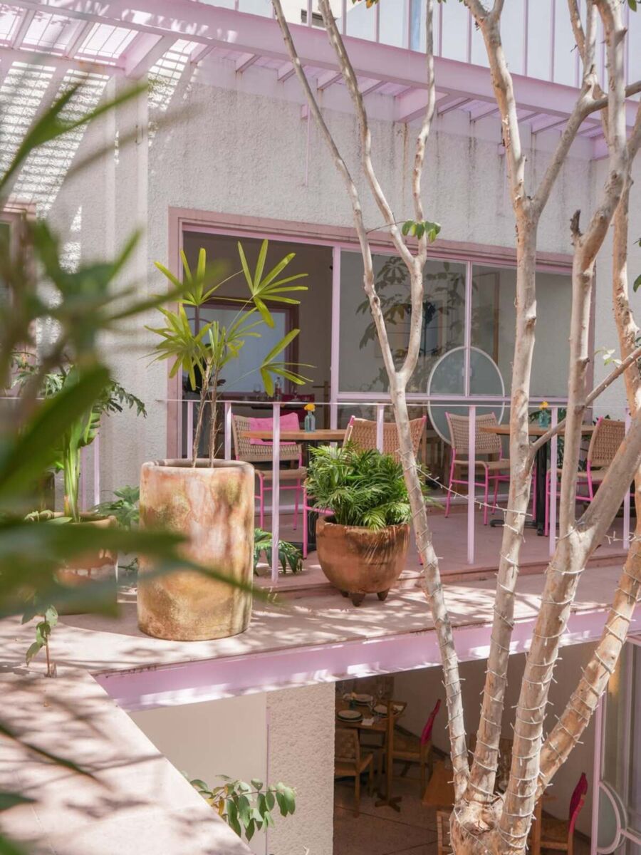 Este restaurante rosa de mariscos está a unos pasos del Parque Hundido, pero te sientes en las playas de Sinaloa