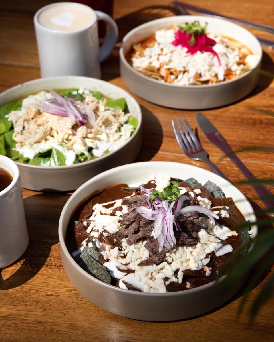 chilaquiles con crema, queso y cebolla 