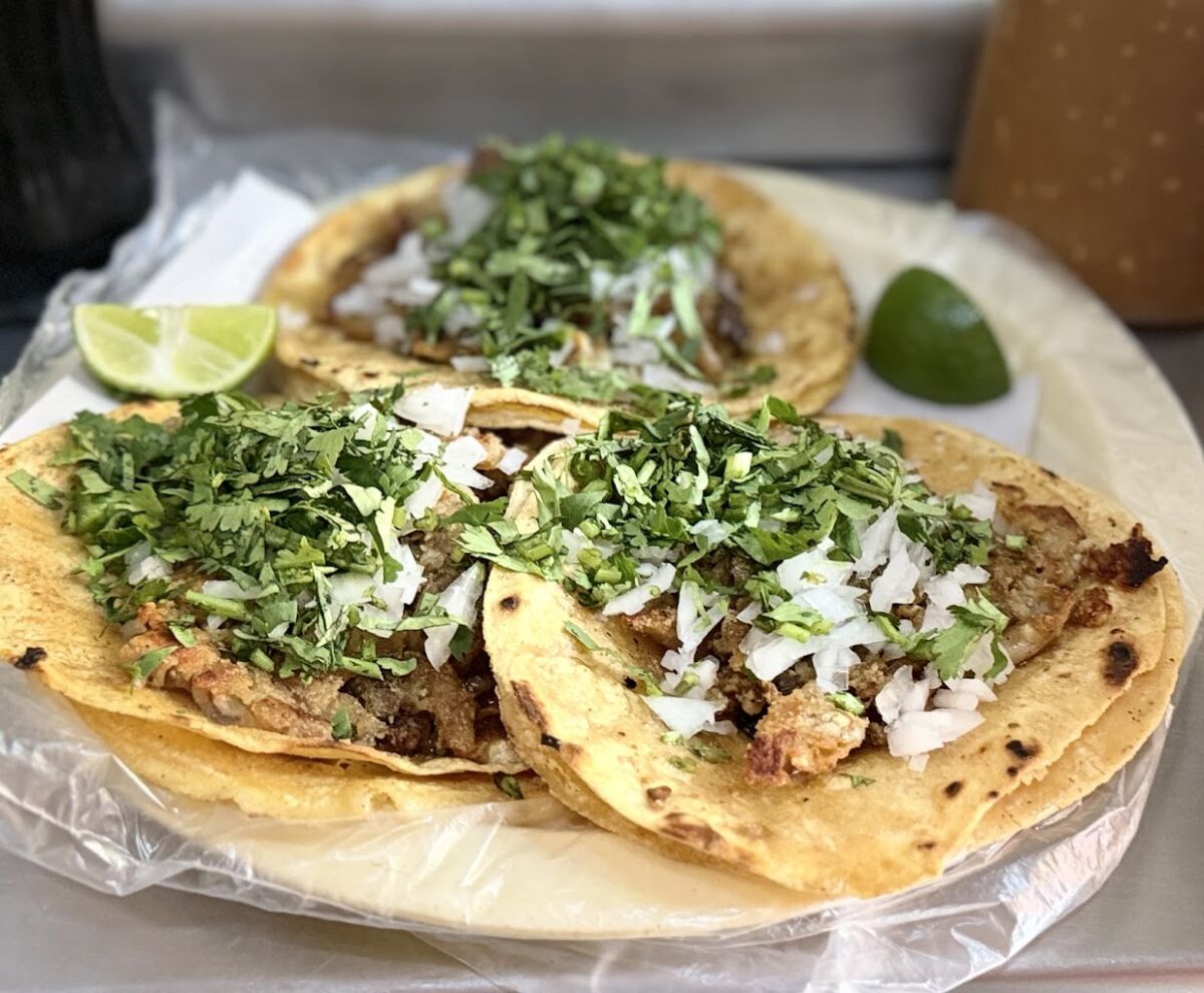 tacos de sudadero con cebolla y cilantro