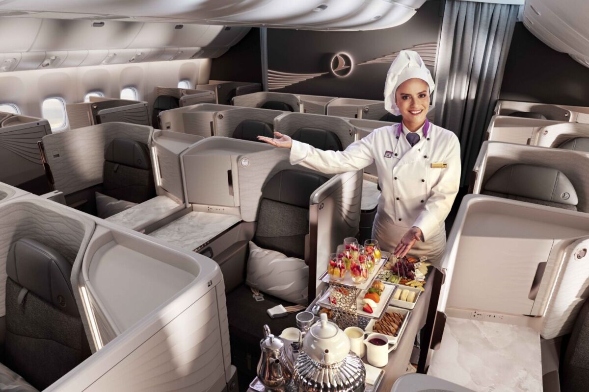 chef con servicio de catering en business class