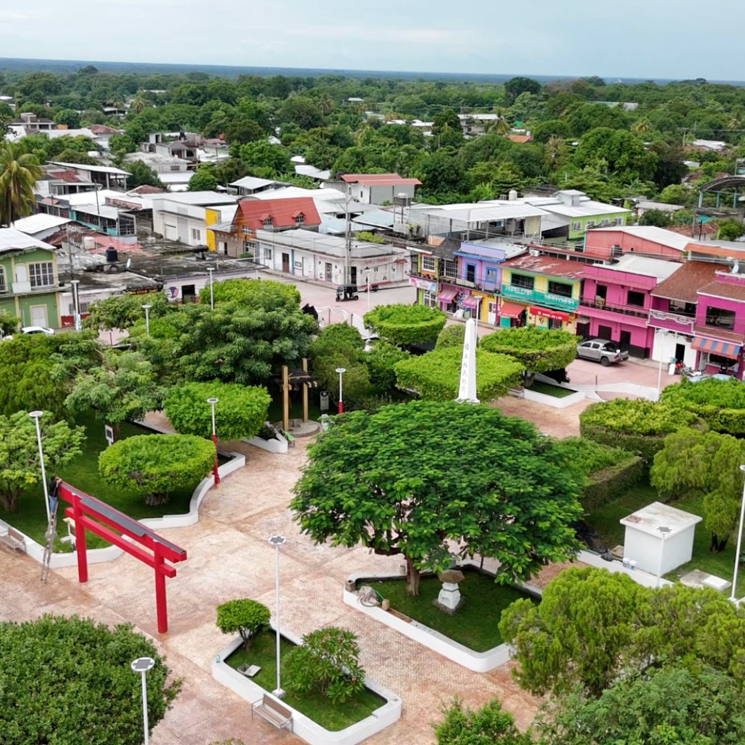 Vista aérea del pueblo de Acacoyagua en Chiapas 