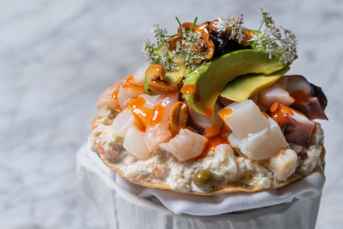 Tostada Singapur en el restaurante Diana de la CDMX