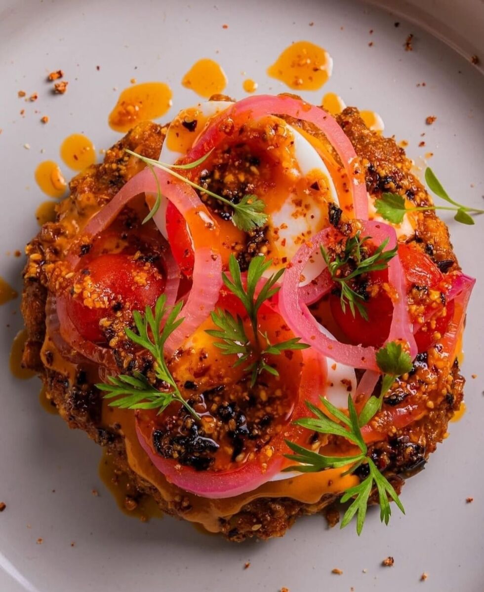 tostáda de huevo y verduras con salsa macha