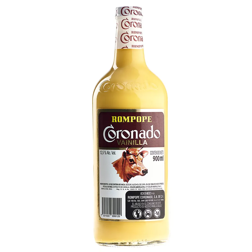 botella de rompope coronado