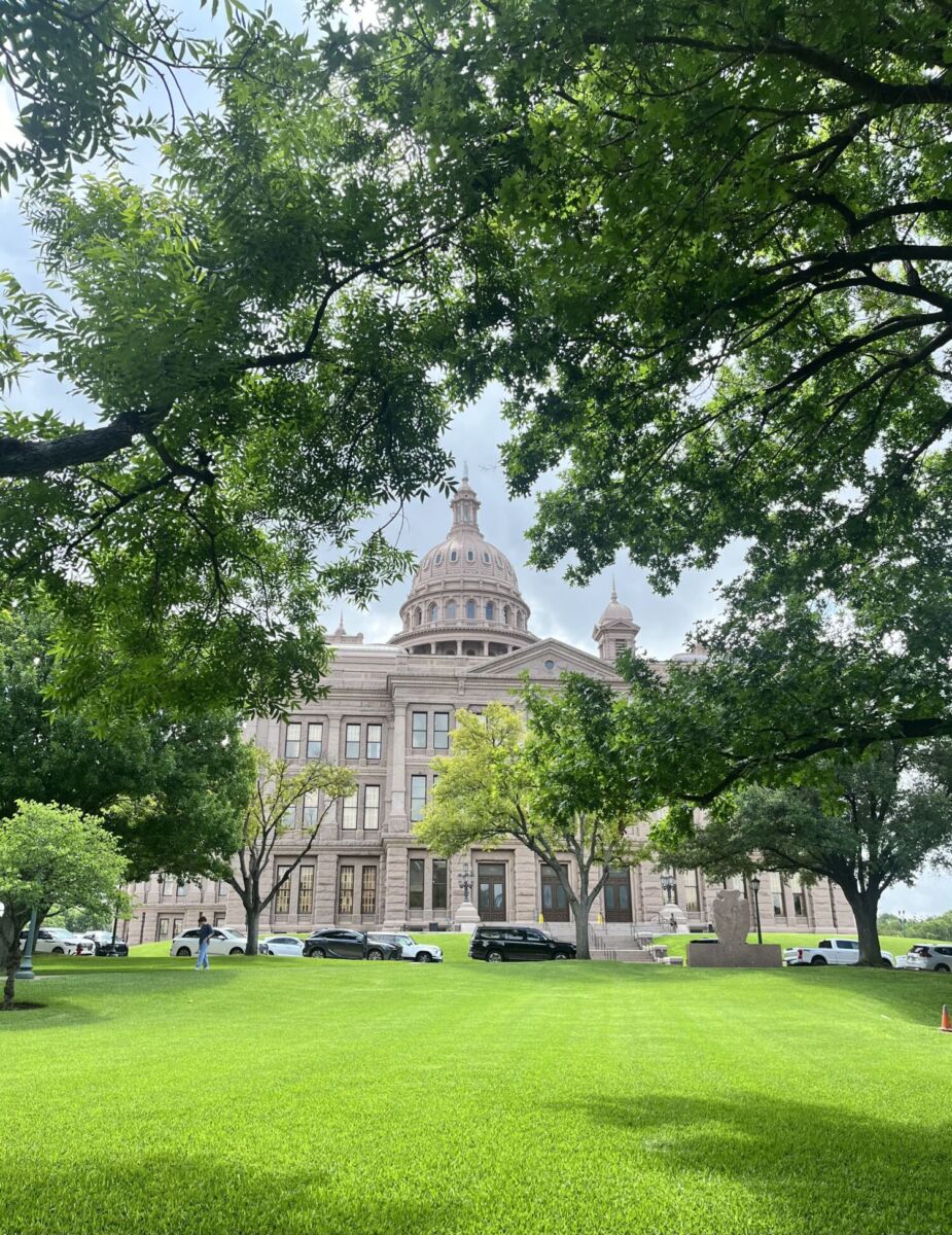 panoramica del capitolio de austin entre los árboles