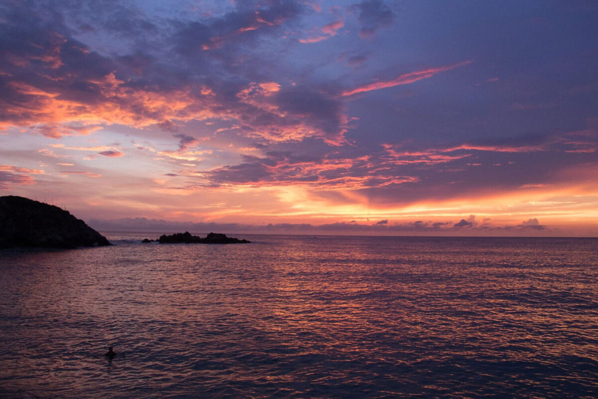 atardecer en una playa mexicana