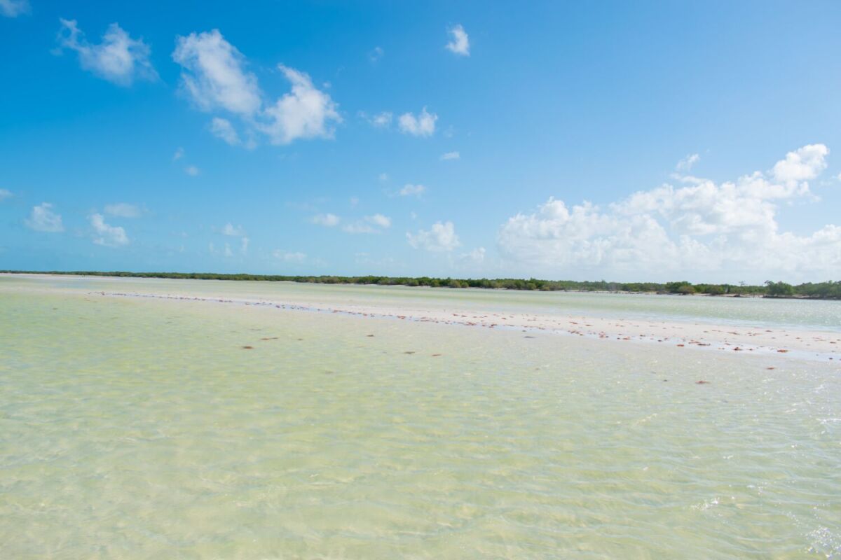 Playa con mucha arena en Isla Holbox 