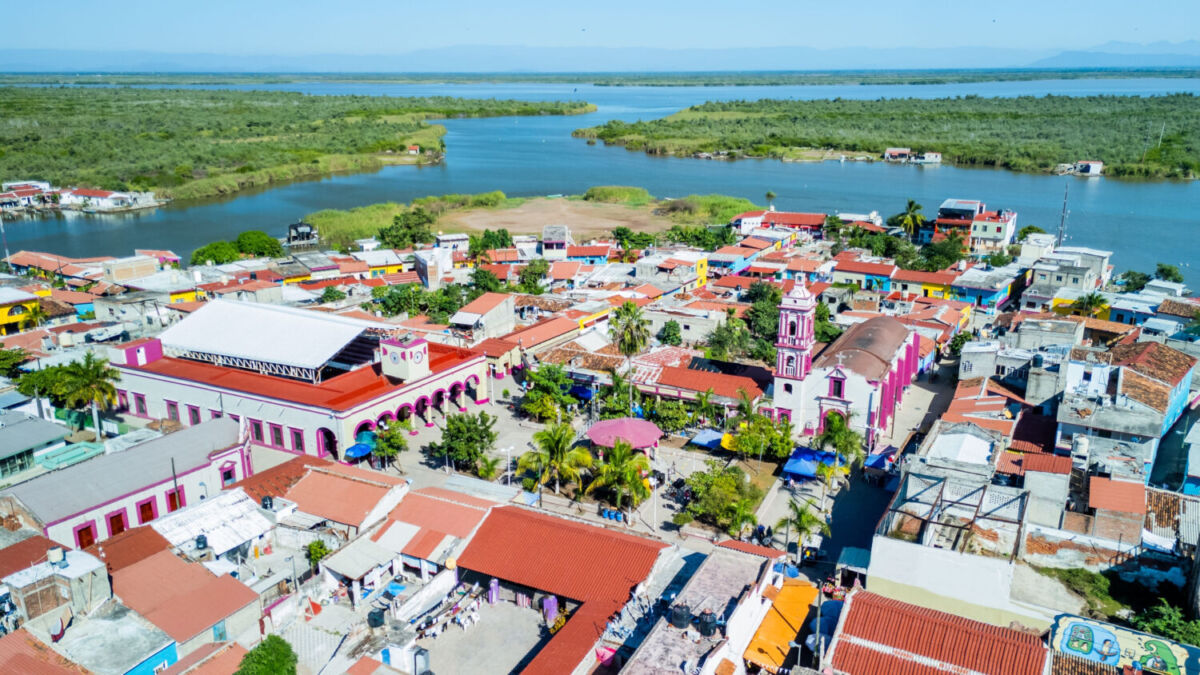 Vista aérea del Pueblo Mágico de Mexcaltitán en Nayarit