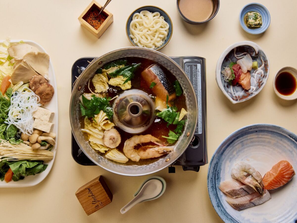vista desde arriba shabu shabu japonés