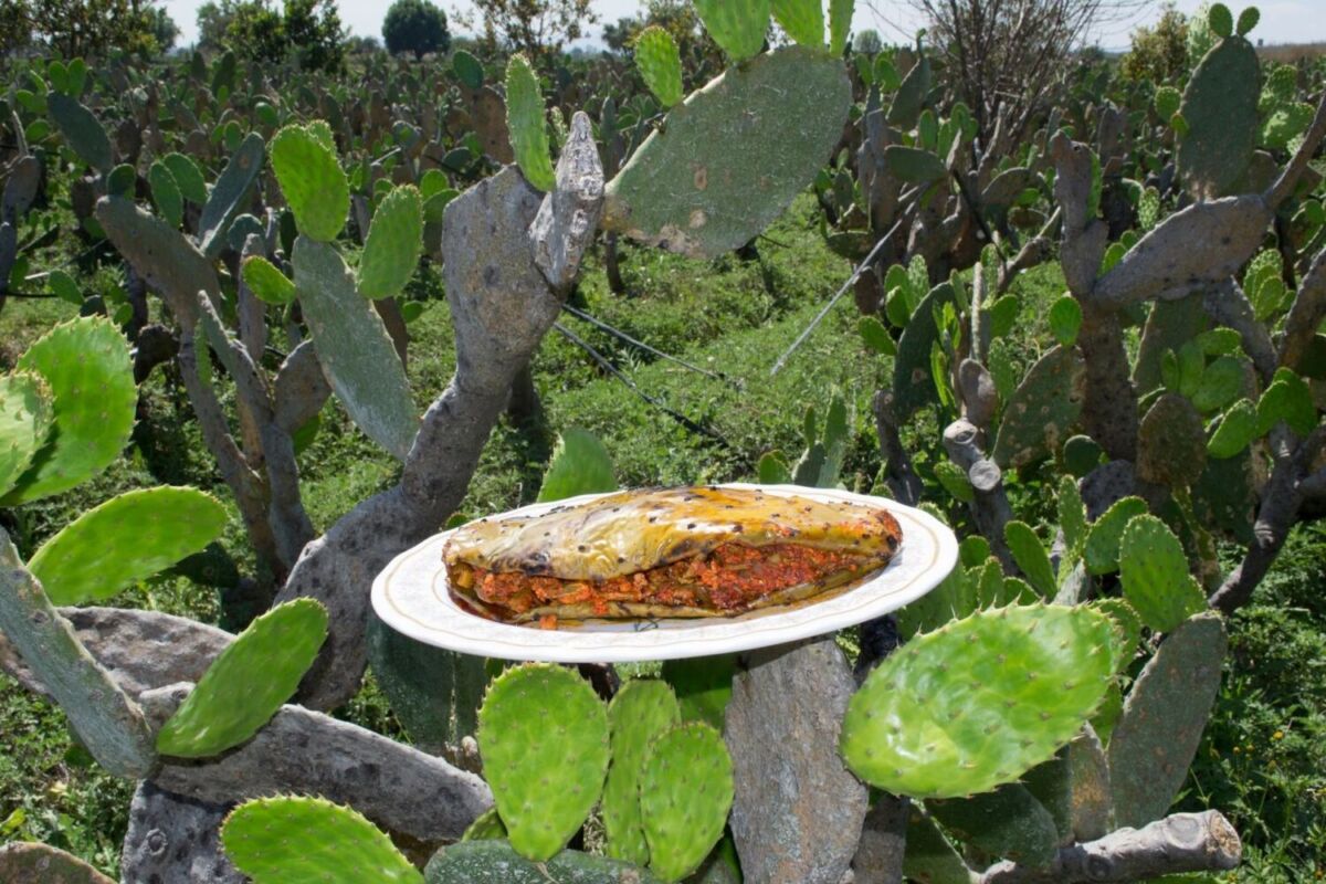 Pencas rellenas, platillo tradicional de Valtierrilla, Guanajuato 