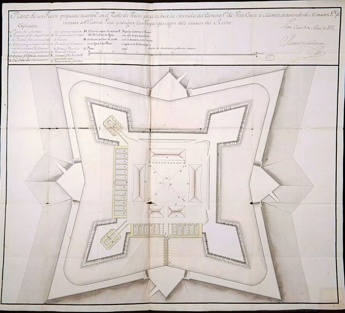 Planos de edificación de piedra militar en 1770