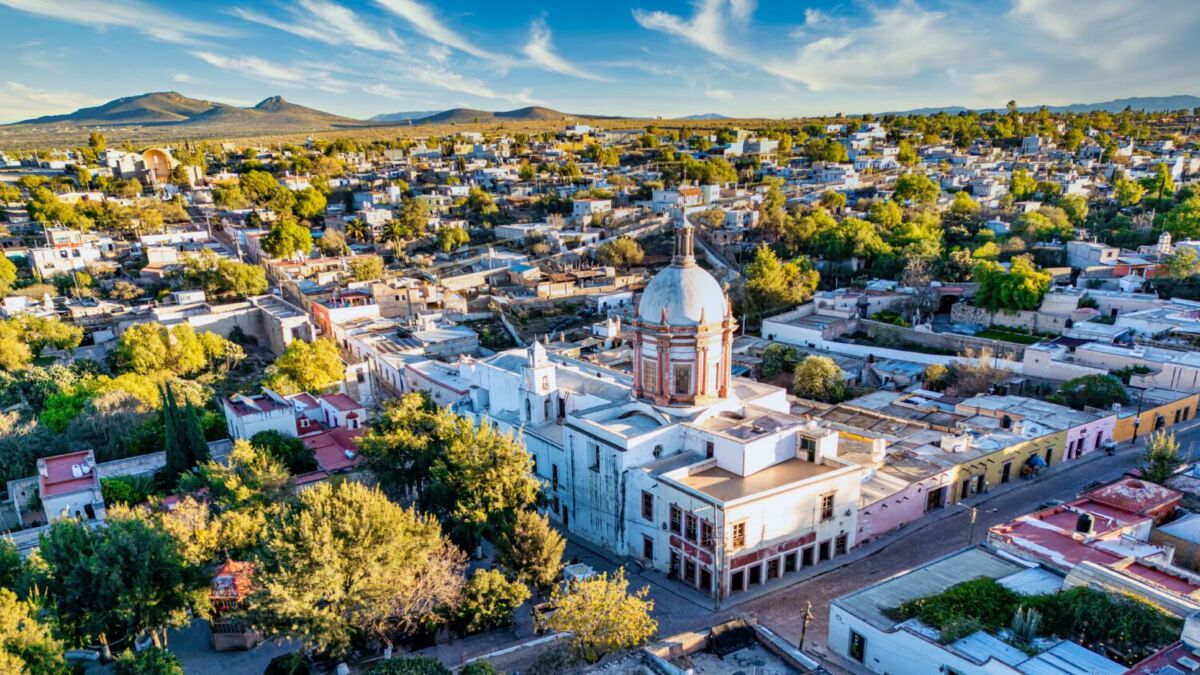 Vista panorámica aérea de Mineral de Pozos 